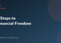 Illustration for an eight-step guide to financial freedom, with the article title on a dark background