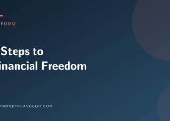 Illustration for an eight-step guide to financial freedom, with the article title on a dark background