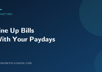Illustration for a guide to building a budget calendar that lines bills up with paydays, showing the article title on a dark background
