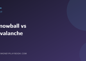 Illustration comparing the debt snowball and debt avalanche methods, with the article title on a dark red background
