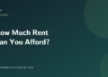 Illustration for a guide to how much of your paycheck should go to rent, with the article title on a dark purple background