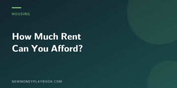 Illustration for a guide to how much of your paycheck should go to rent, with the article title on a dark purple background