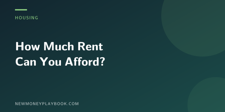 Illustration for a guide to how much of your paycheck should go to rent, with the article title on a dark purple background