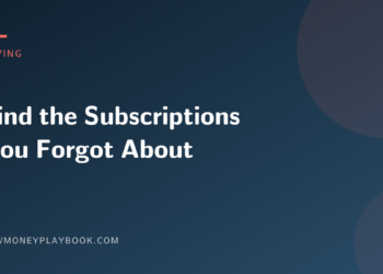 Illustration for a guide to finding subscriptions you forgot about, showing the article title on a dark background