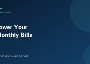 Illustration for a guide to how to lower your monthly bills, showing the article title on a dark background