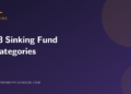 Illustration for a list of 28 sinking fund categories, with the article title on a dark navy background