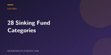 Illustration for a list of 28 sinking fund categories, with the article title on a dark navy background