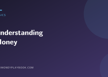 Illustration for a guide to understanding money basics, with the article title on a dark background