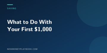 Illustration for an article on what to do with your first $1,000, showing the article title on a dark blue background